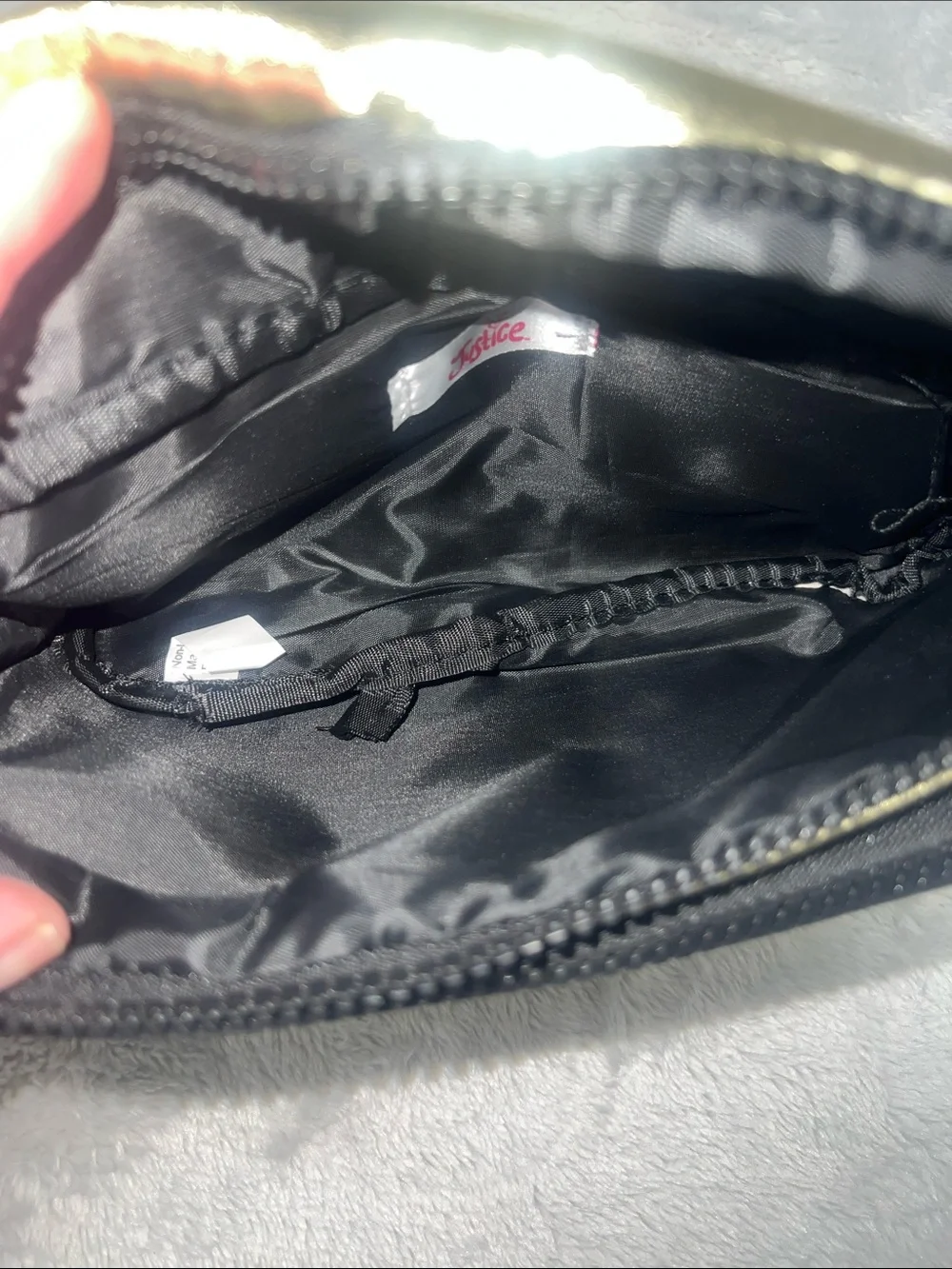 Justice Girl’s Shimmering Gold Fanny pack with Black Trim NWT
